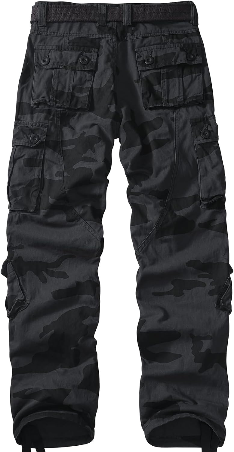 Mens Cargo Pants Camo Work Tactical Rip Stop BDU Casual Army Military Pants | 100% Cotton,Wear Resistant,Breathable,Sweat-absorbent,Men's Wild Cargo Pants with 8 Pockets,Relaxed Loose Fit Hiking Pants