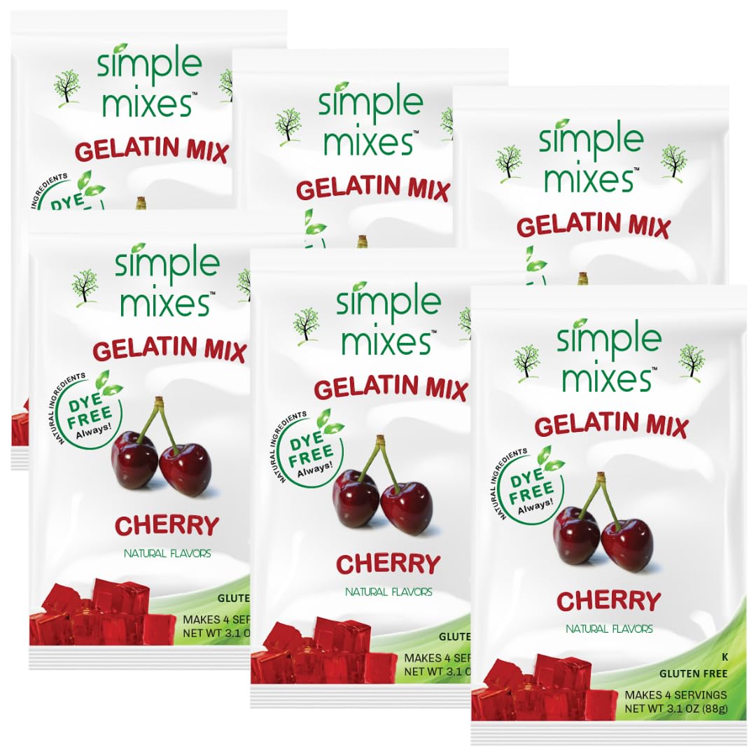 Simple Mixes Natural Gelatin Dessert, Lime, Kosher, 6 Pack of 3.1 oz each