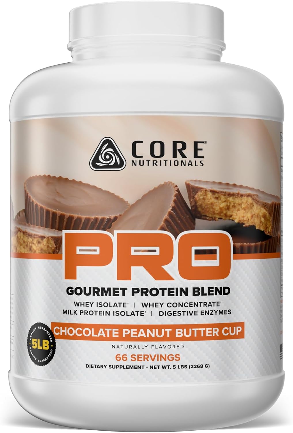 Core Nutritionals Pro Sustained Release Protein Blend, Digestive Enzyme Blend, 25G Protein, 2G Carb, 67 Servings (Chocolate Peanut Butter Cup)