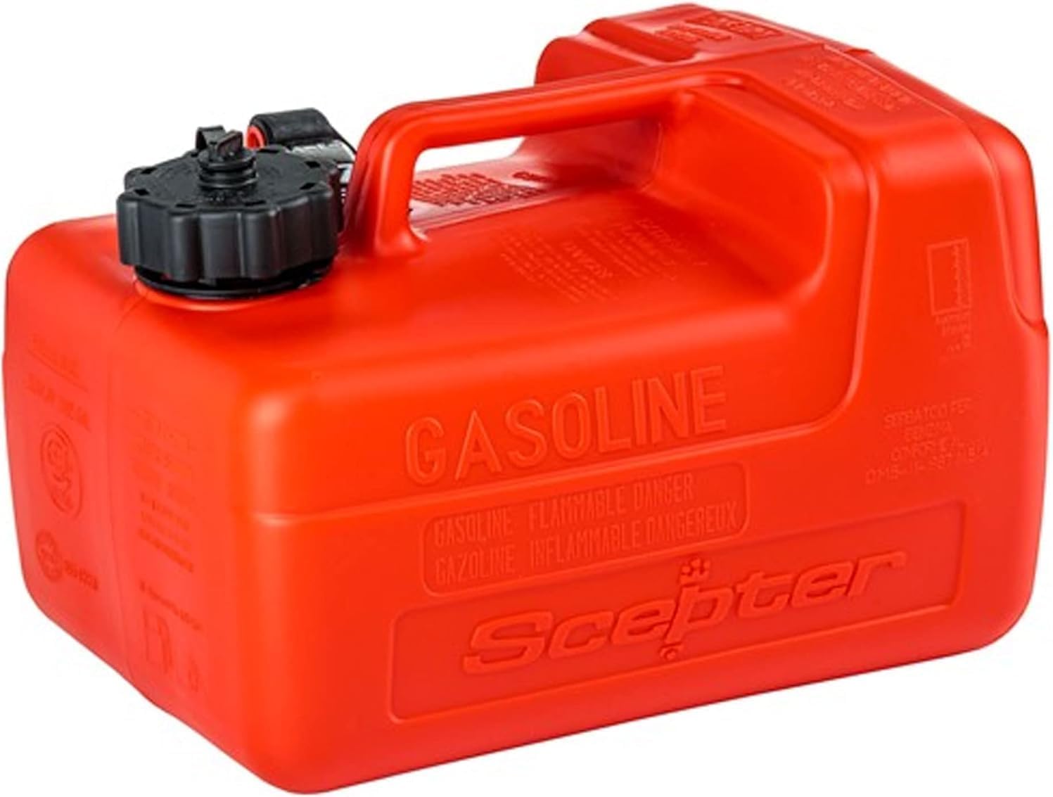 Scepter 3.2 Gallon Portable Marine Gas Can, Boat Fuel Tank with Top Handle | Underseat Design, 2-Way Vented Cap, Built-In Fuel Gauge and Pick-Up, EPA & CARB Compliant, 14"L x 10.5"W x 9"H (08576)