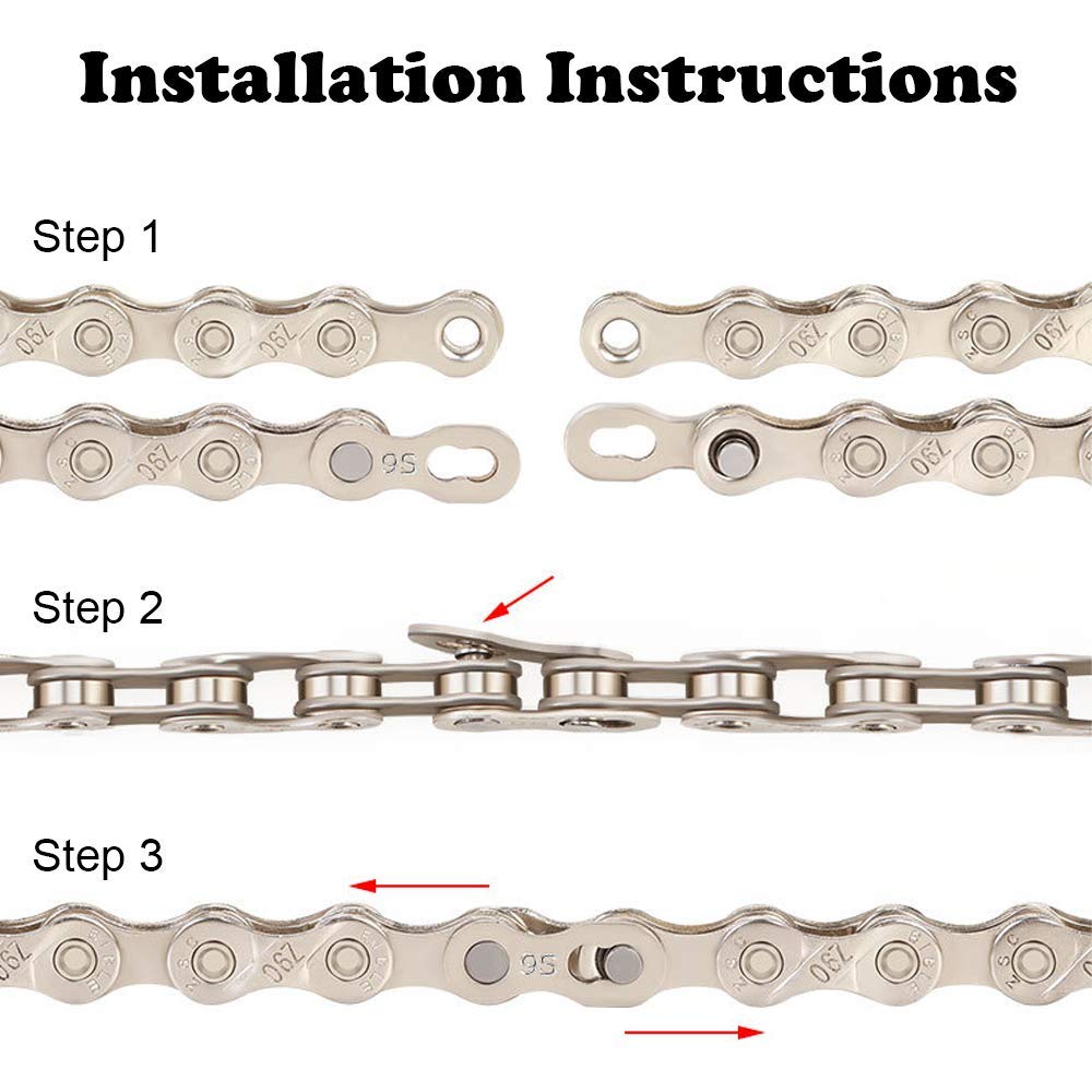 JFOYH 6 Pairs 12 Speed Bike Chain Quick Links, Reusable Bicycle Chain Connectors for Most 12 Speed Chains, Easy Installation, Silver