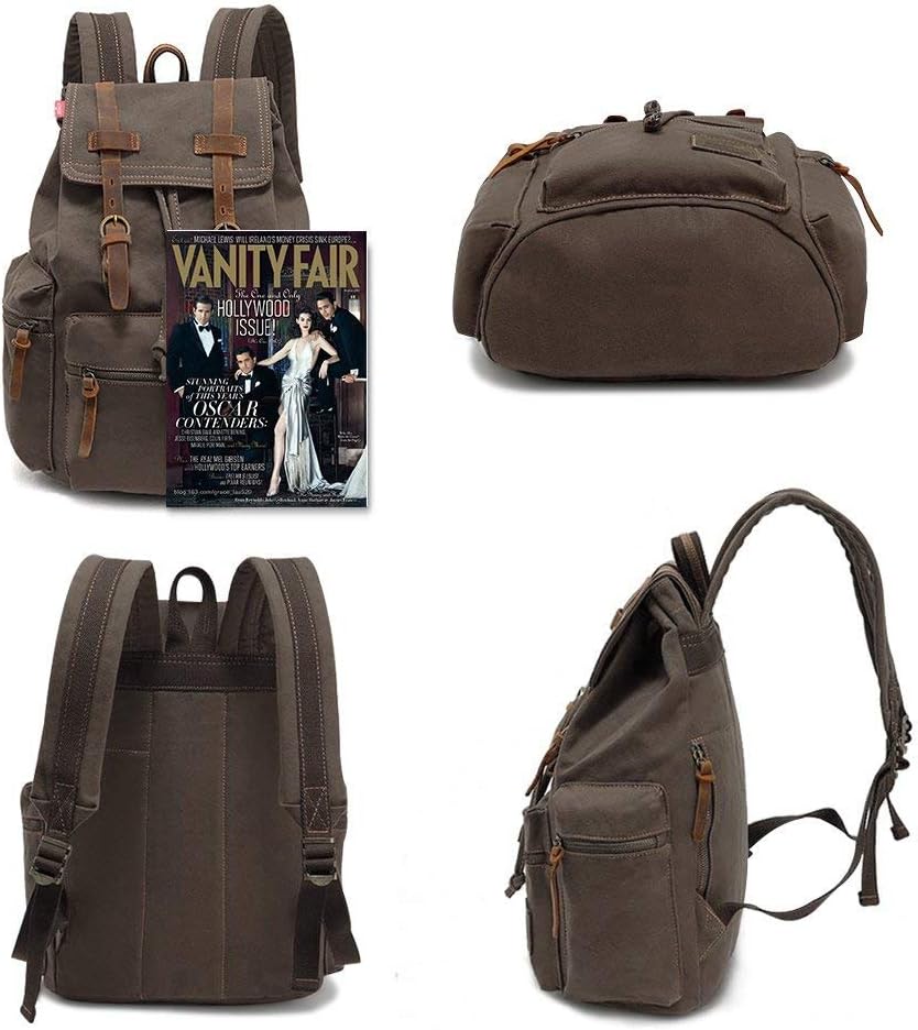 AUGUR High Capacity Canvas Vintage Backpack - for School College Hiking Travel 12-17" Laptop