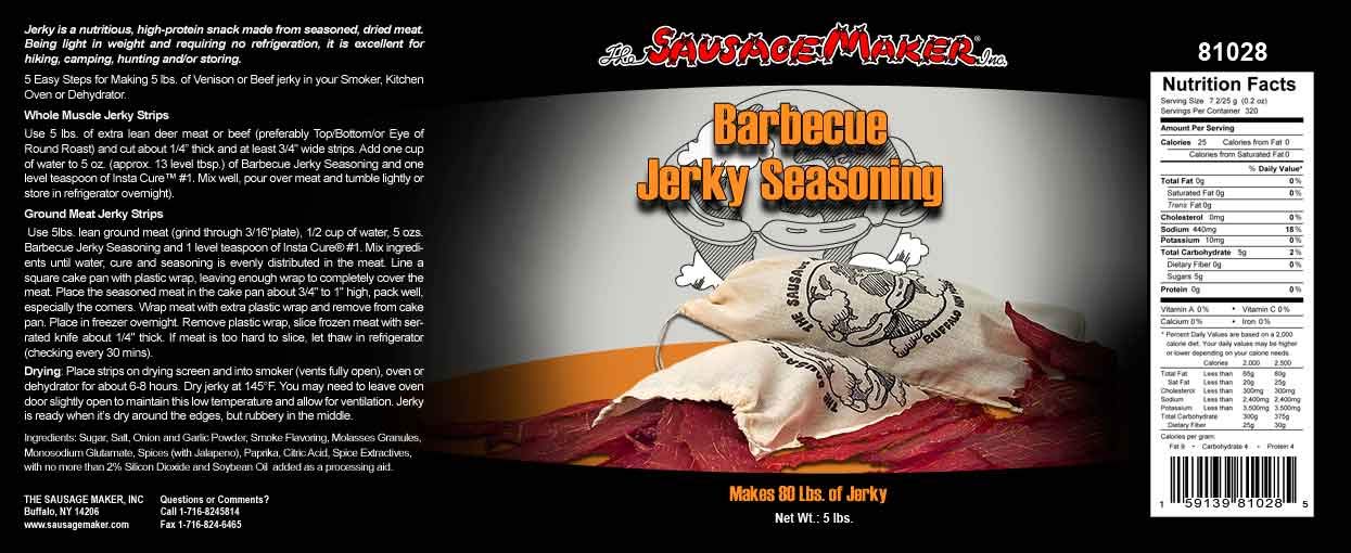 The Sausage Maker - Barbecue Jerky Seasoning, 5 lb w/ InstaCure #1, 1 lb