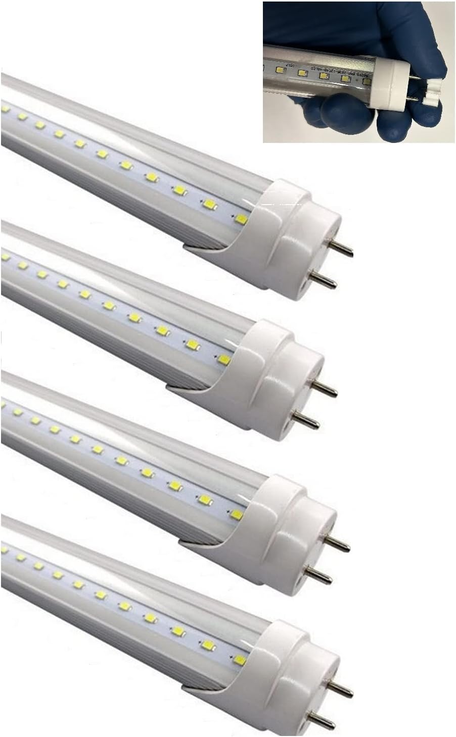 Type B T8 LED Tube Light, 2FT, Daylight 6000K, Clear Cover, 85-265V | Double-End Powered, 24-Inch, F17T8, F18T8, F20T10, F20T12/D Compatible, Not a Plug-and-Play