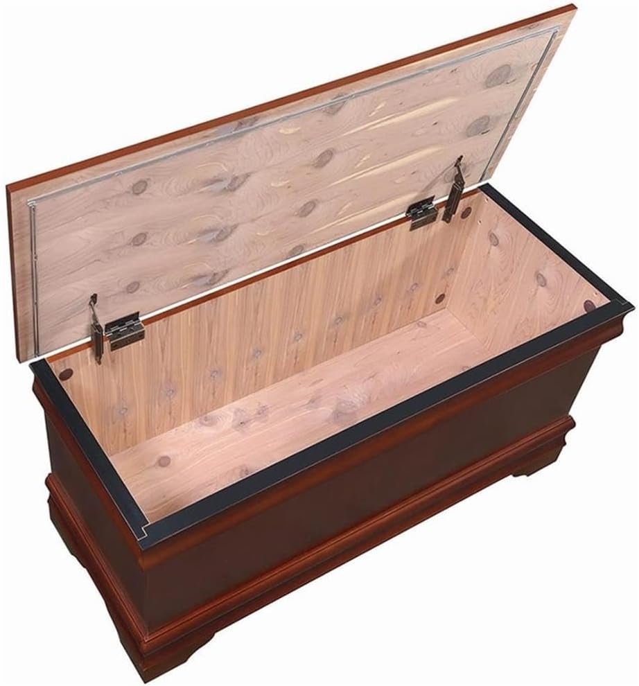 BOWERY HILL Traditional Wood Cedar Blanket Chest, Warm Brown Finish, 47" W x 17" D x 20" H, Cedar-Lined Interior, Solid Pattern