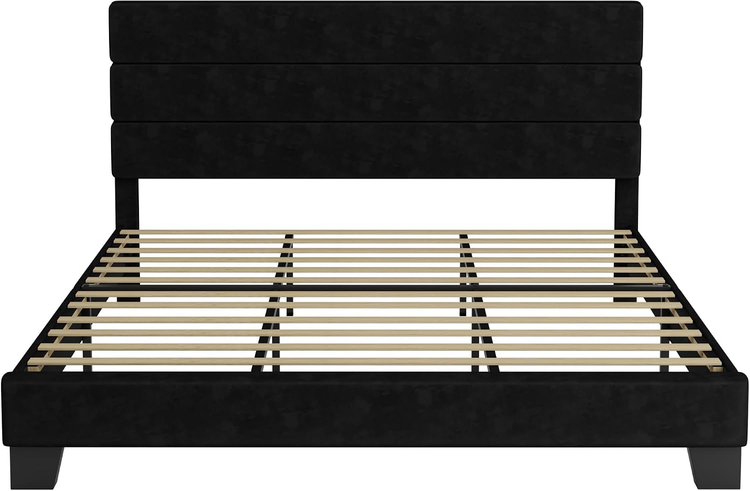 SHA CERLIN Full Platform Bed Frame with Upholstered Fabric Headboard, Grey