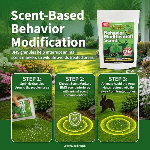 Nature's Defense Organic Animal Repellent Granules, 44 oz | 7 Certified Organic Ingredients, 94.1% Effective, Repels Deer, Mice, Cats