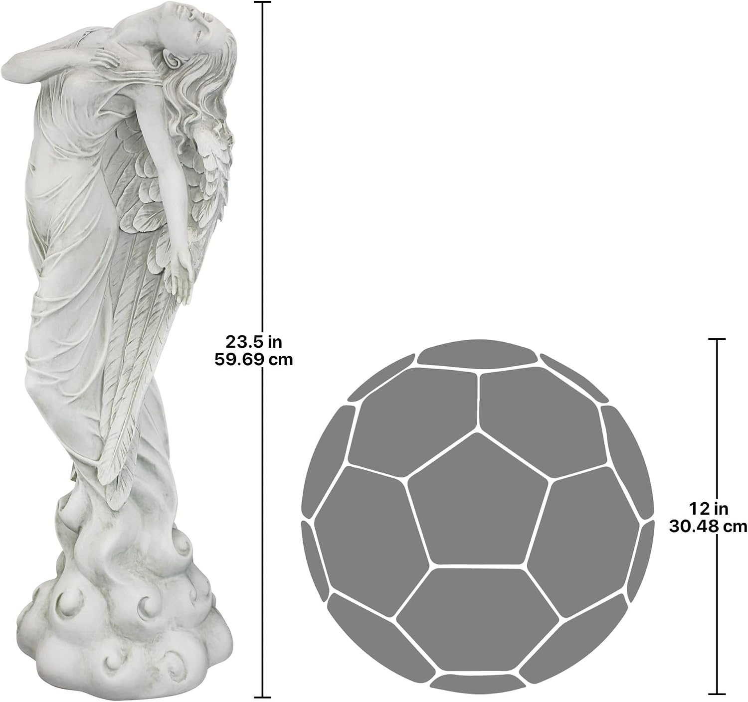 Design Toscano Remembrance and Redemption Angel Religious Indoor/Outdoor Garden Statue, From Base to Top of the Wings Nearly 3 feet tall! Tall, Cast Stone Resin, Antique Stone Finish