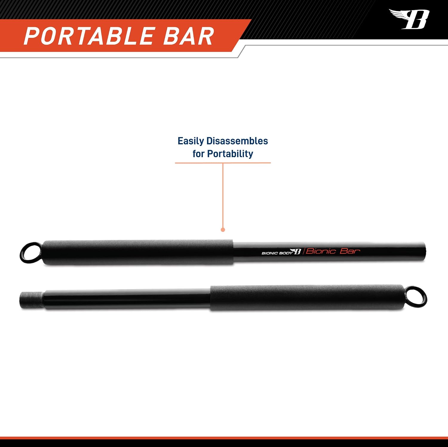 36 Inches Light Weight Resistance Training Straight Bar – Fits All Resistance Bands/Accessories with Carabiners BBEB-020