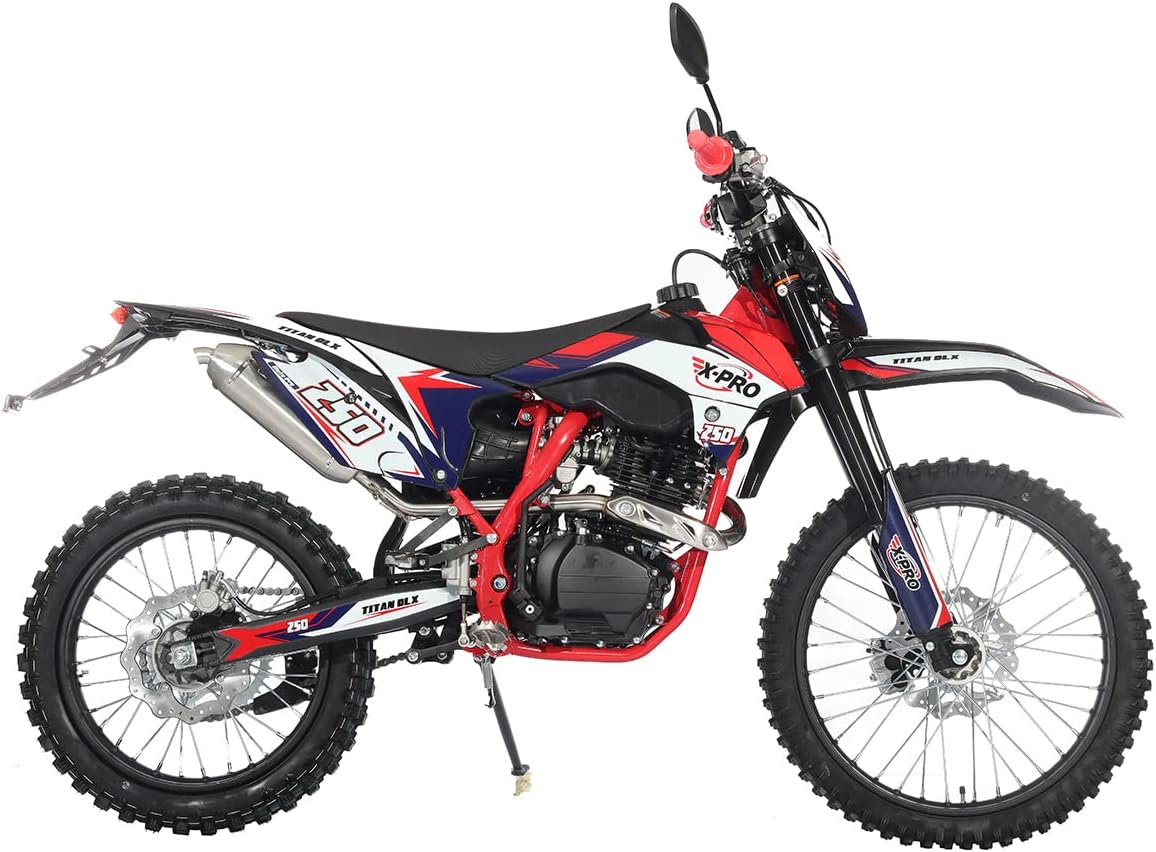 X-PRO Titan DLX 250cc Gas Dirt Bike Pit Bike Adult Bike,Big 21"/18" Wheels, Zongshen Engine! (Green)