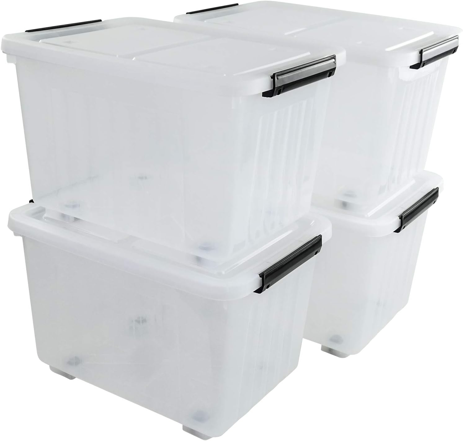 30L Plastic Storage Bin with Lid, Stackable Clear Container