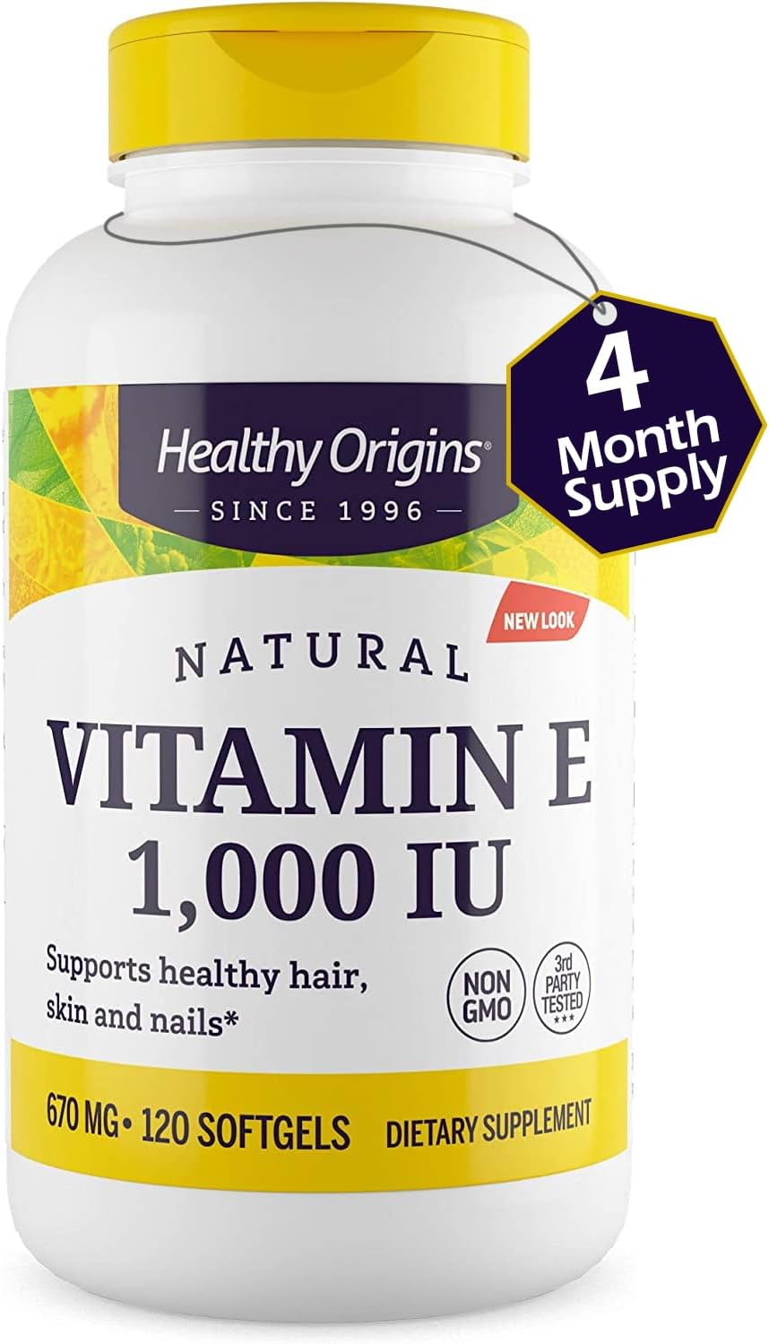Healthy Origins Vitamin E 1,000 IU, Natural Mixed Tocopherols, 120 softgels