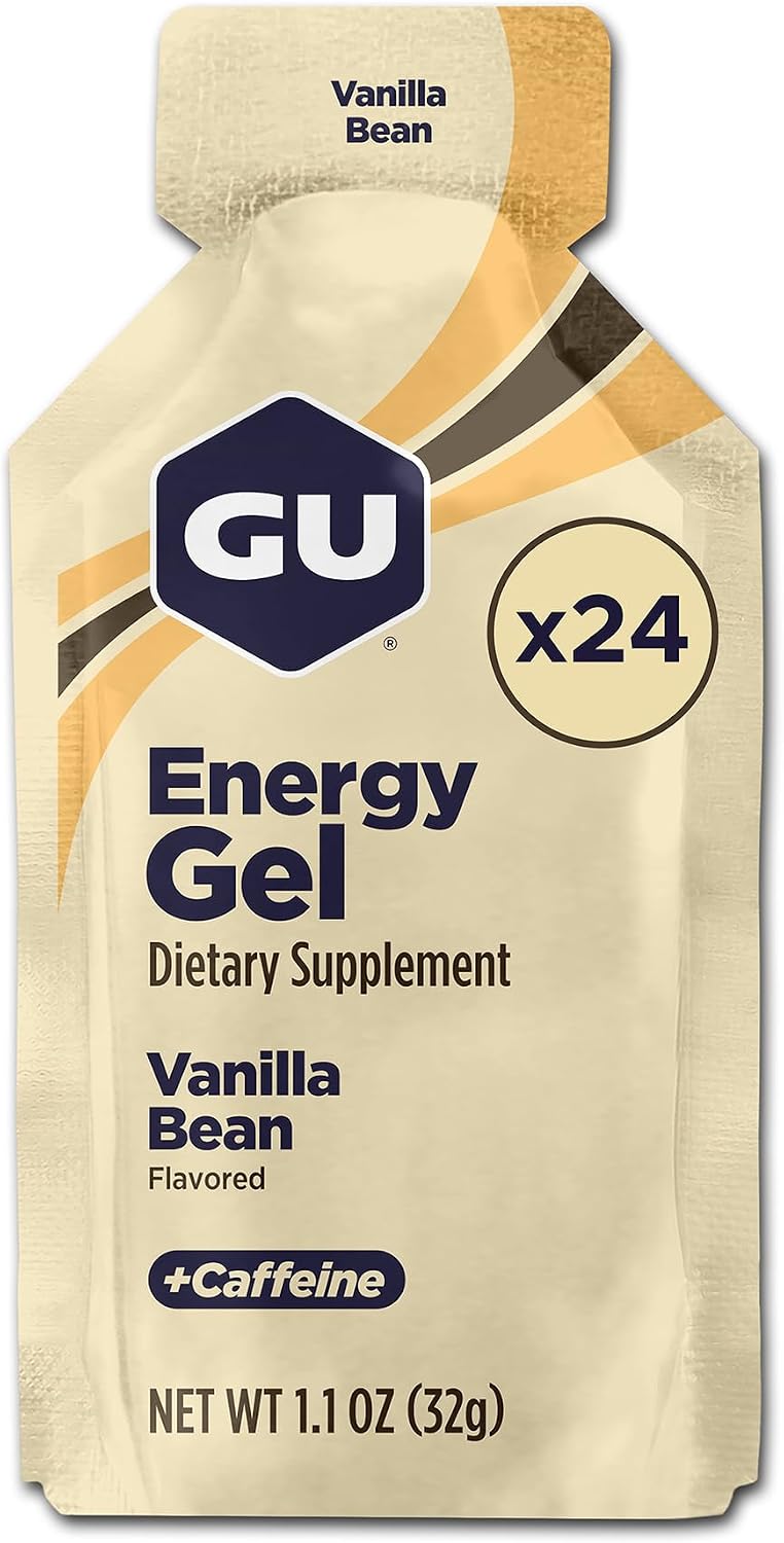 GU Energy Original Sports Nutrition Energy Gel, Vegan and Dairy-Free On-the-Go Energy for Any Workout, Vanilla Bean, 8-Count