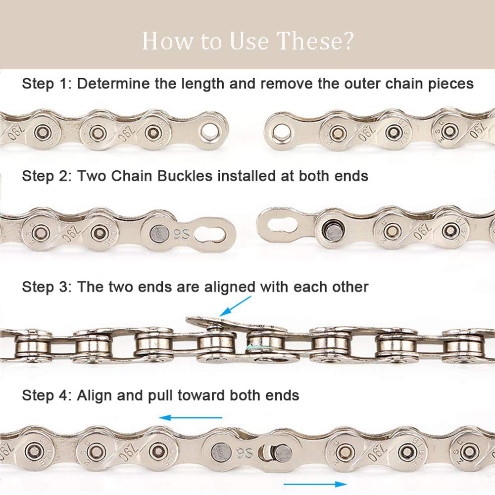 8 Pairs Reusable Bicycle Missing Link for 6, 7, 8, 9, 10,11,12 Speed Chain (11 Speed)