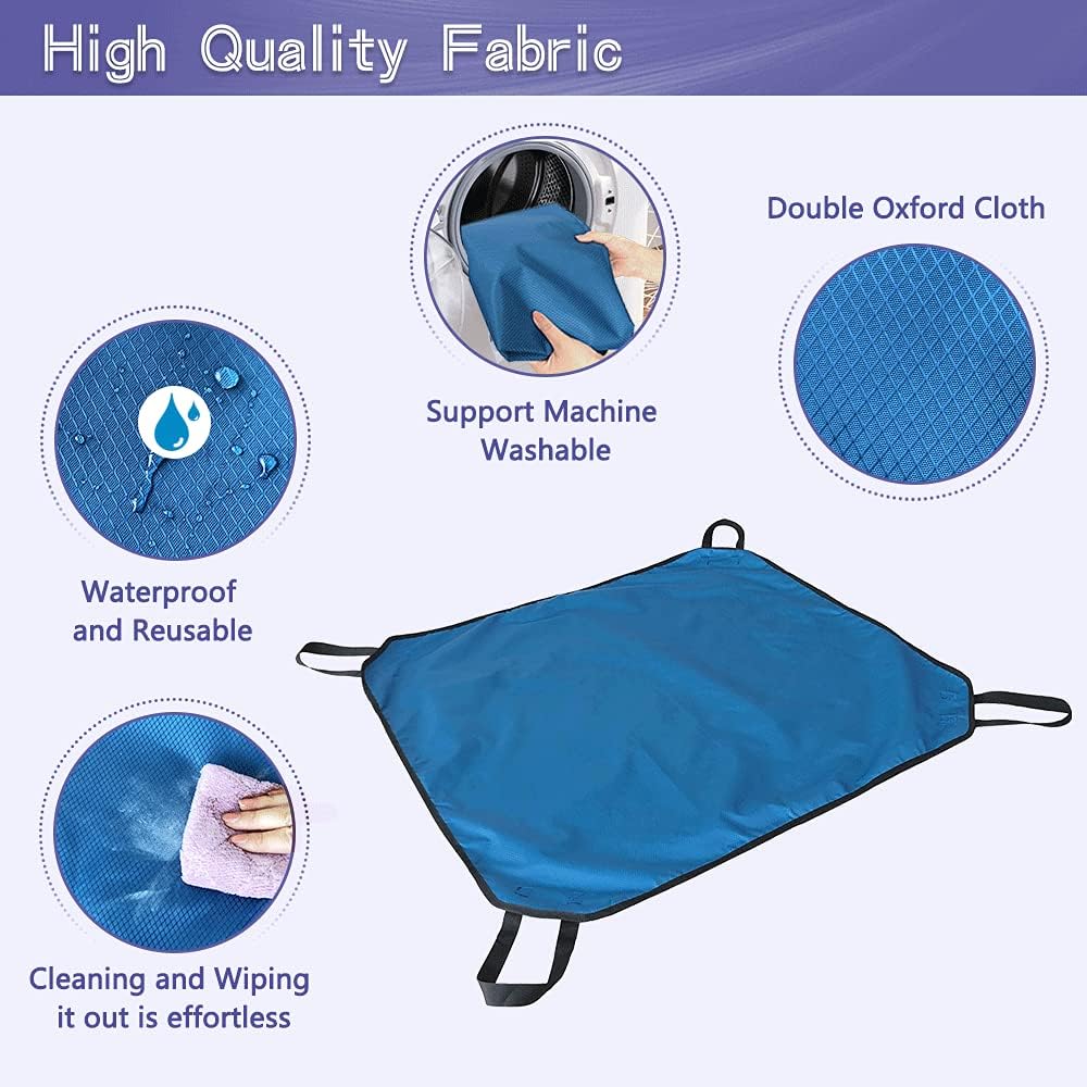 NEPPT Positioning Pad Draw Sheet Patient Transfer Board Lift Sheet Slide Protective Hospital Bed Mat with Handles for Incontinence, Bariatric, Elderly - Reusable & Washable (Blue-39" x 46")