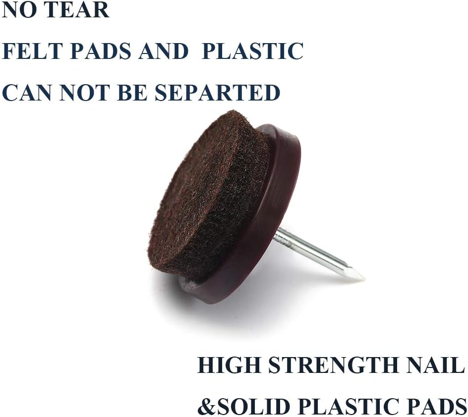 Furniture Felt Pads Nail-on Heavy Duty Felt Pad Chair Sliders Round Chair Leg Floor Protectors 1" Furniture Leg Protector 24 Pack