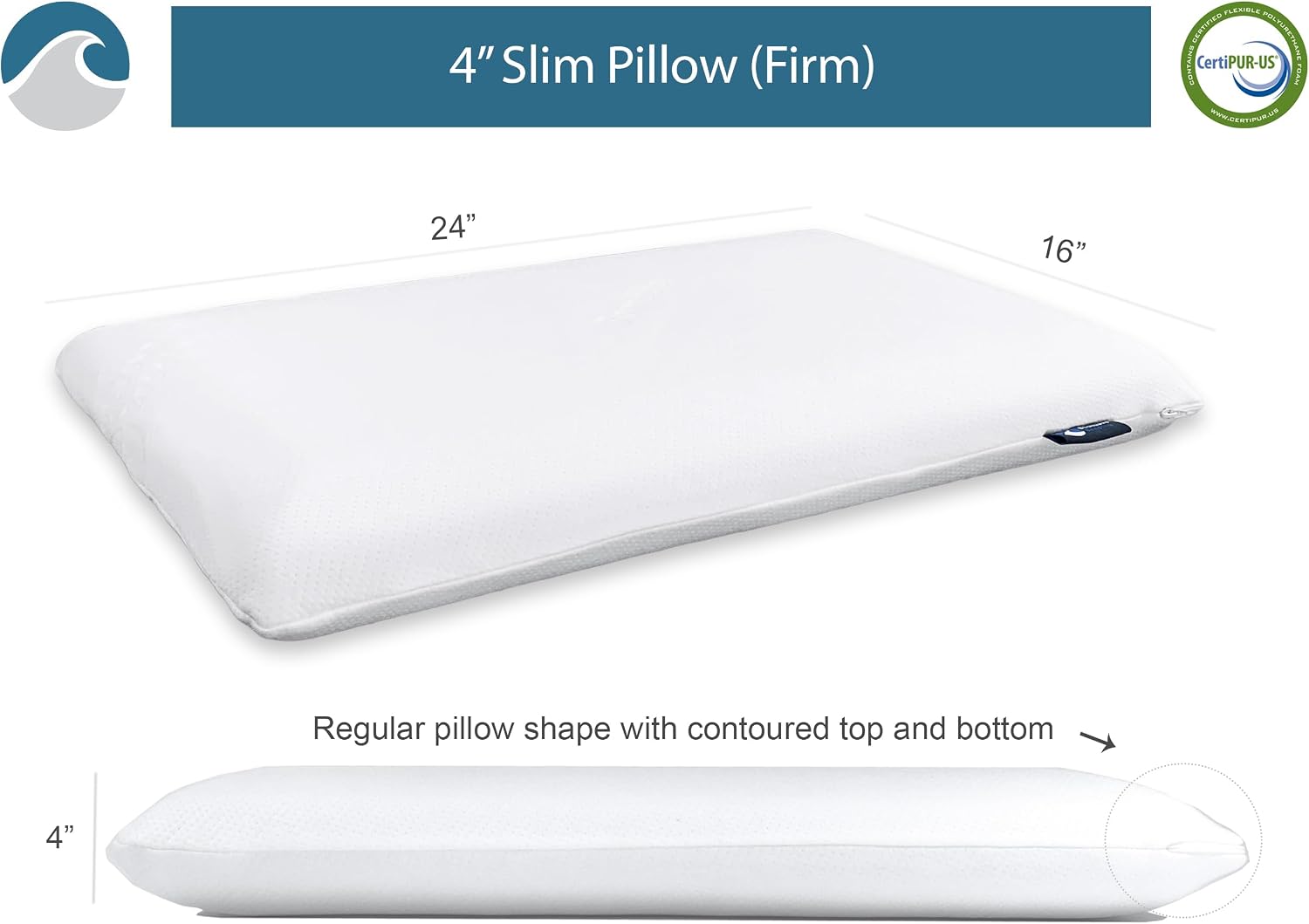 Bluewave Bedding Hyper Slim Gel Memory Foam Pillow for Stomach and Back Sleepers - Thin