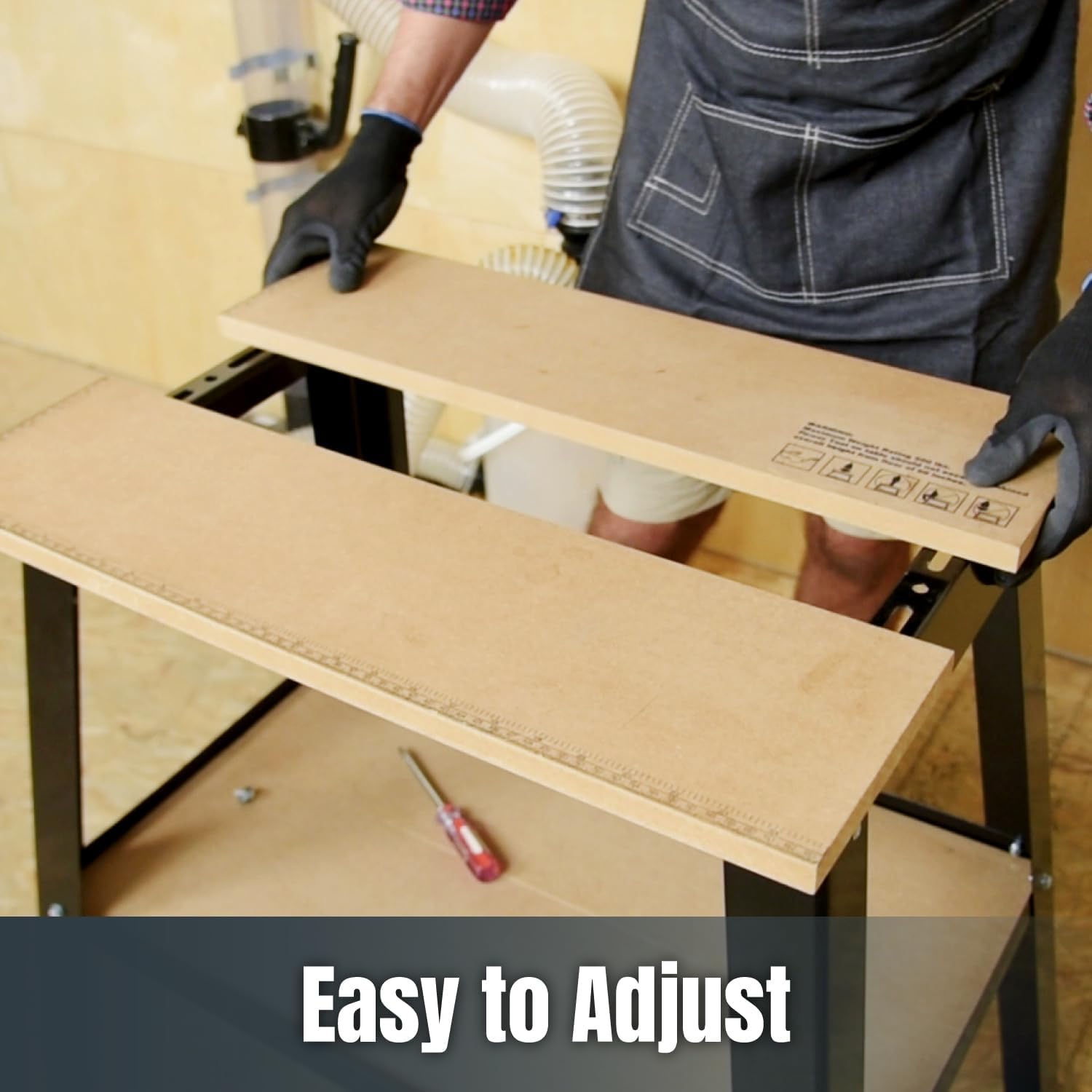 POWERTEC Tool Stand, MDF Split Top Expands to 20"x25", 32" Work Height Power Tool Stand for Drill Press, Belt Sander, Bench Grinder, Band Saw
