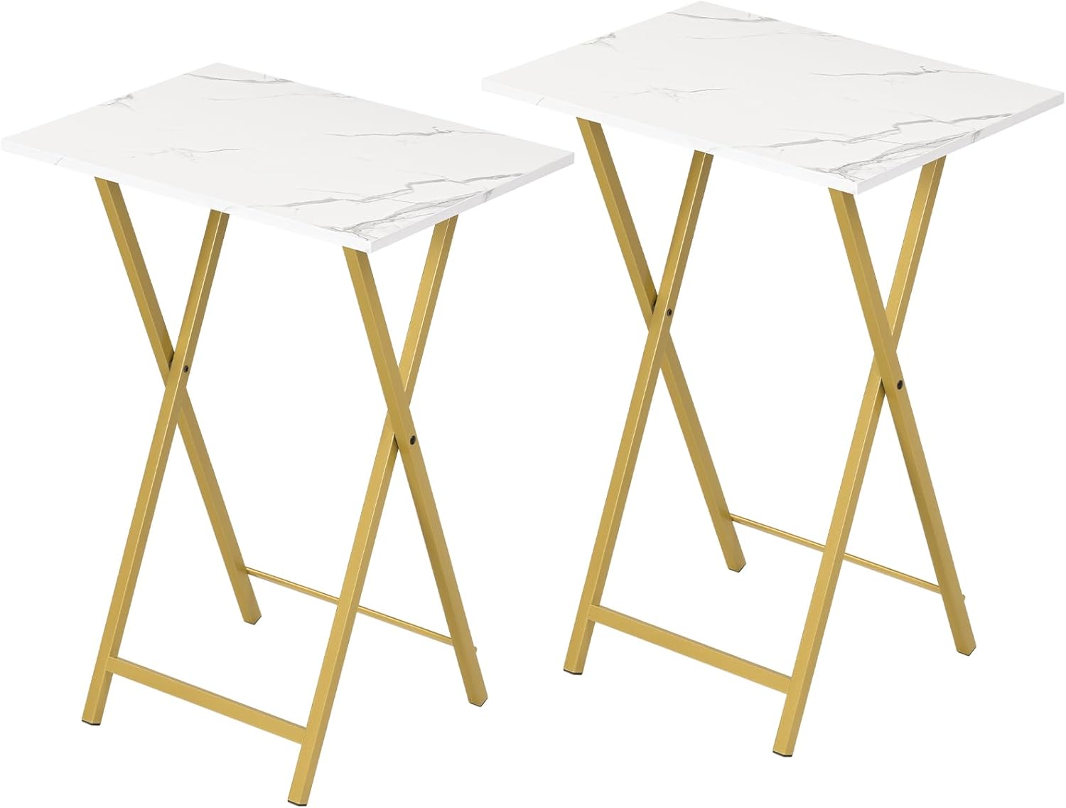 HOOBRO Folding TV Tray Tables, Set of 2 Side Table for Small Space, Industrial Snack Tables for Eating at Couch, Stable Metal Frame, Easy Assembly