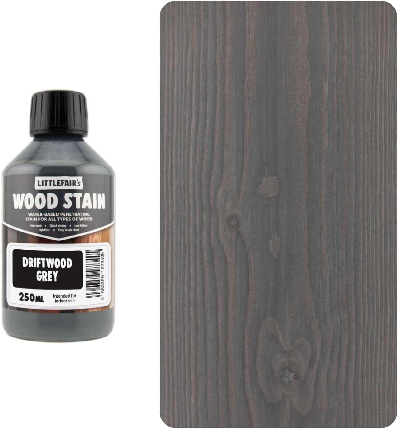 Littlefair's Wood Stain Water Based - 8.5oz/250ml - Indoor Furniture Stain Light & Dark Finishes - Special Non Toxic & Eco Friendly Formula - Wood Stain for Crafts - Color: Antique Stripped Pine