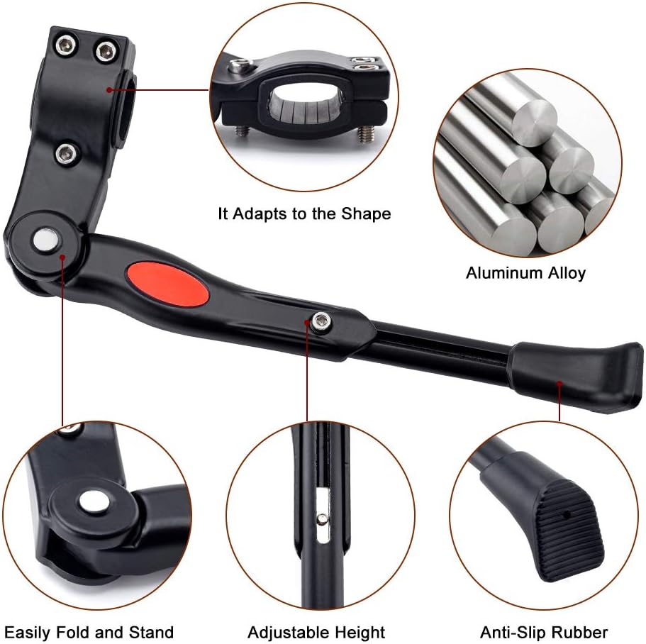 UHACKER Adjustable Bike Kickstand Aluminum Rear Side Bicycle Stand for Bike 22"-26"