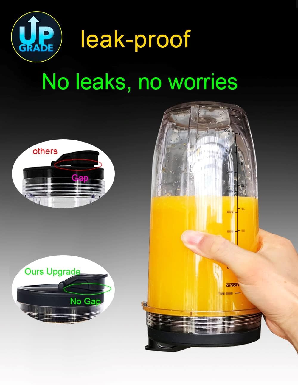 Replacement 24oz Blender Cup with Sip & Seal Lid For Nutri Ninja BL450 BL456 BL480 BL482 BL640 BL642 BL682 BN751 BN801 Foodi SS101 SS151 SS351 SS401