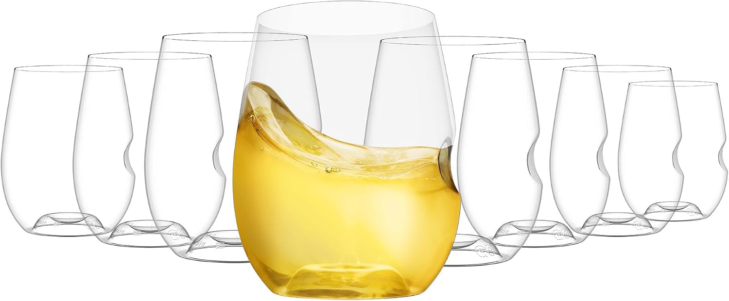 GOVINO Unbreakable Plastic Wine Glasses - Stemless Shatterproof Tritan Glassware, Fancy Cups That Look Like Glass, 12oz, Set of 4