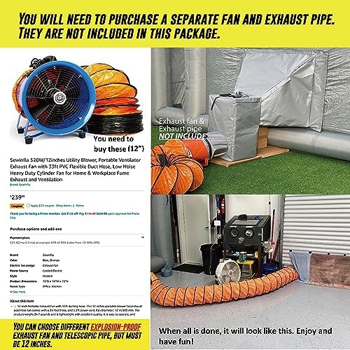 Sewinfla Inflatable Paint Booth Side Window Air Draft Device Small Size for Indoor (Elephant Trunk，NOT Suitable for Any Other Brand Paint Booth)