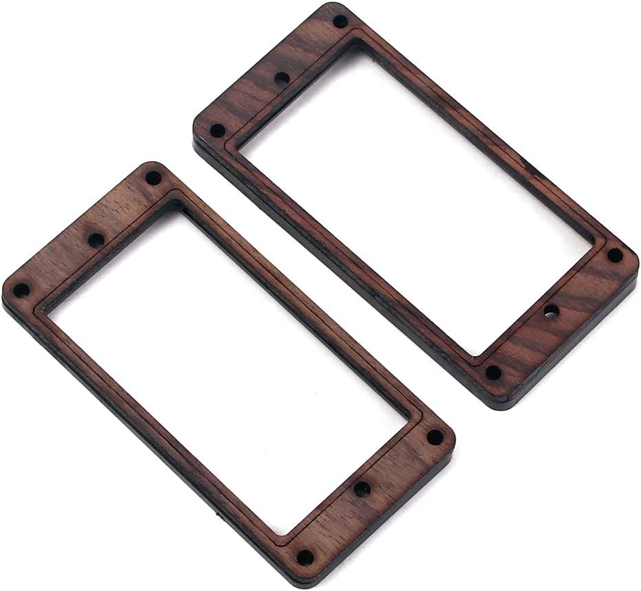 Alnicov 2 Pcs Rosewood Curved Bottom Humbucker Pickup Ring Set for Epiphone Guitar Accessories