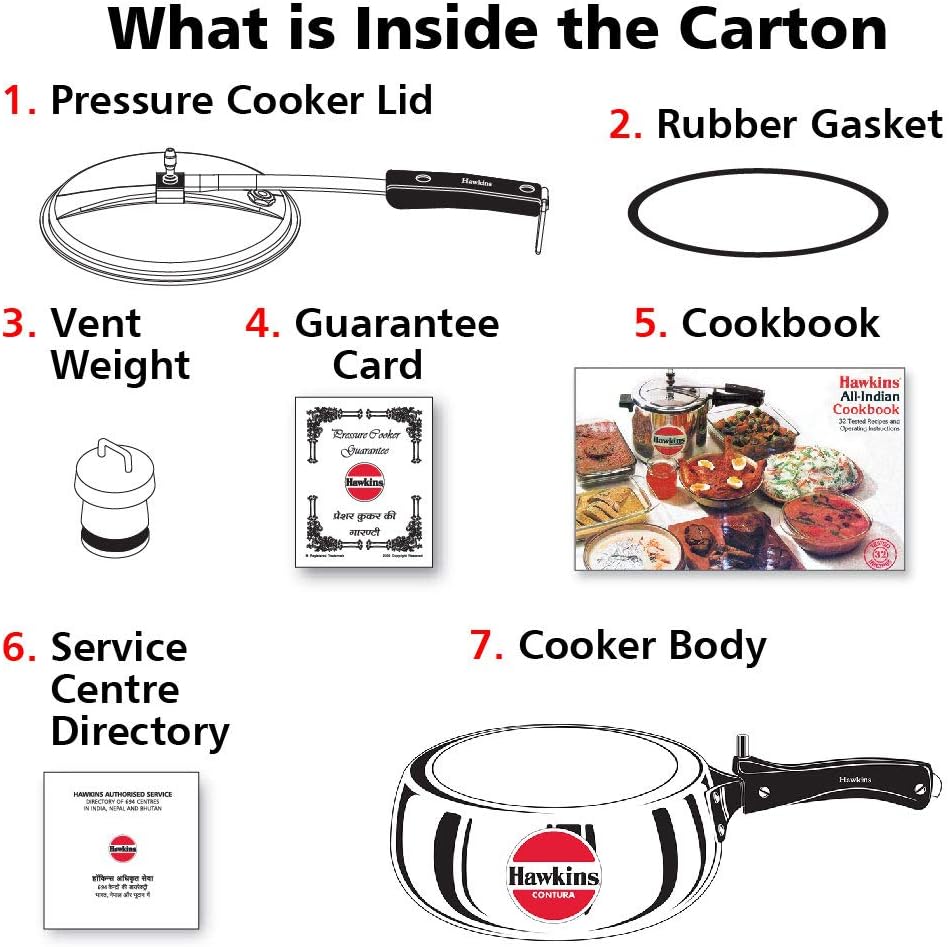 Hawkins 3.5 Litre Contura Pressure Cooker, Handi Inner Lid Cooker, Silver (HC35)