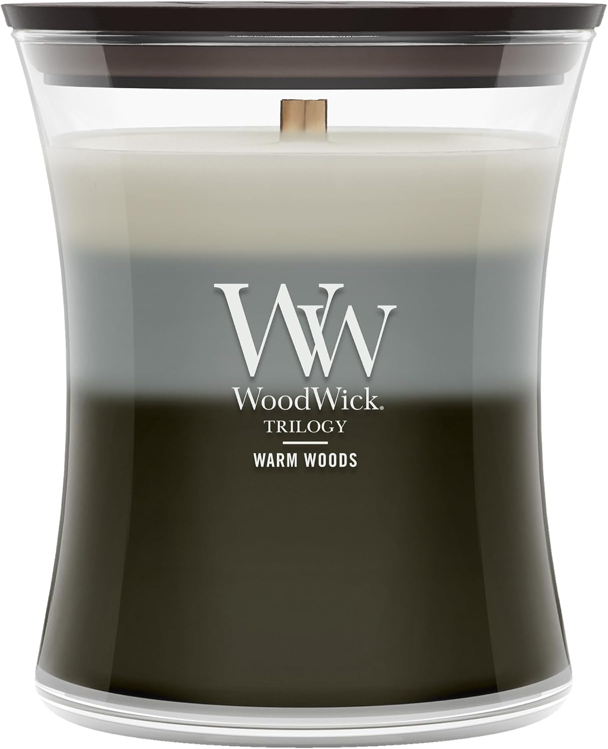 WoodWick Café Sweets Trilogy Holiday Candle Gifts for Women and Men, 9.7 oz Medium Hourglass Trilogy Candle with Crackling Wick