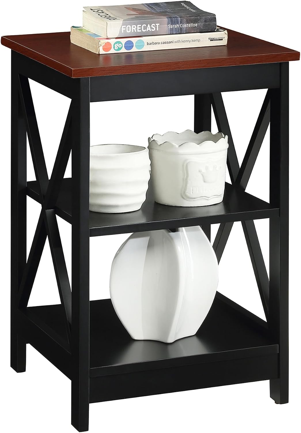 Convenience Concepts Oxford End Table 15.75" - Modern Living Room Table with Storage Shelves, Transitional Nightstand Side Table for Home Decor and Display, Espresso