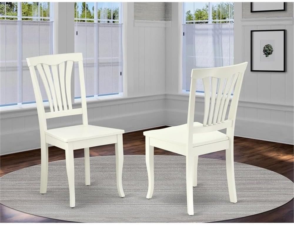 East West Furniture AVC-SBR-LC Avon Dining Chairs - Faux Leather Upholstered Wood Chairs, Set of 2, Saddle Brown