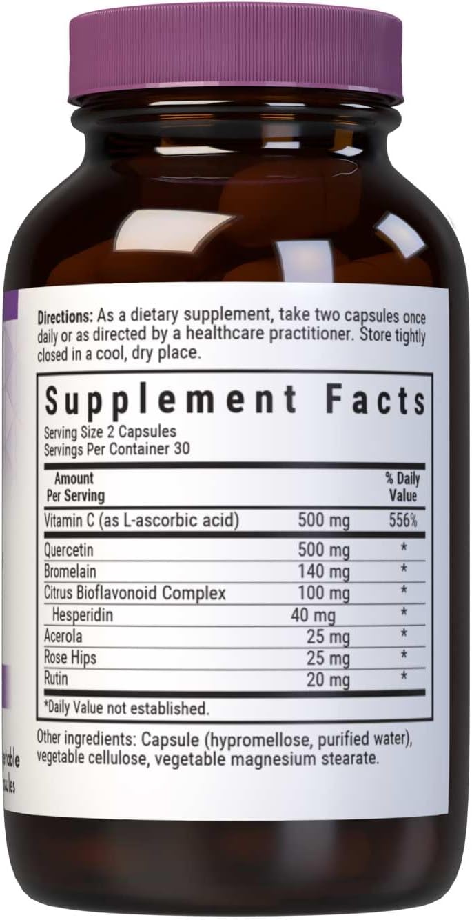 Bluebonnet Nutrition Super Quercetin Vegetable Capsules, Vitamin C Formula, Best for Seasonal & Immune Support, Non GMO, Gluten Free, Soy Free, Milk Free, Kosher, 60 Vegetable Capsules | Immune Health; Non-GMO, Vegan, Kosher Certified, Gluten-Free, Soy-F…