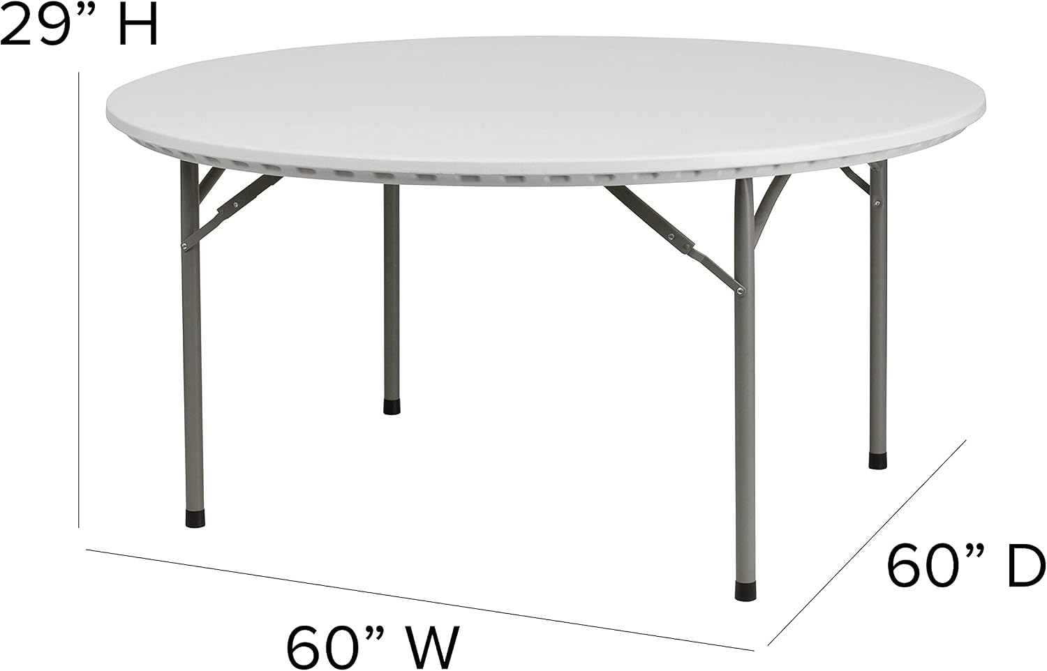 Flash Furniture Commercial 5 ft Plastic Round Folding Table, Granite White | Durable Construction, Commercial Use