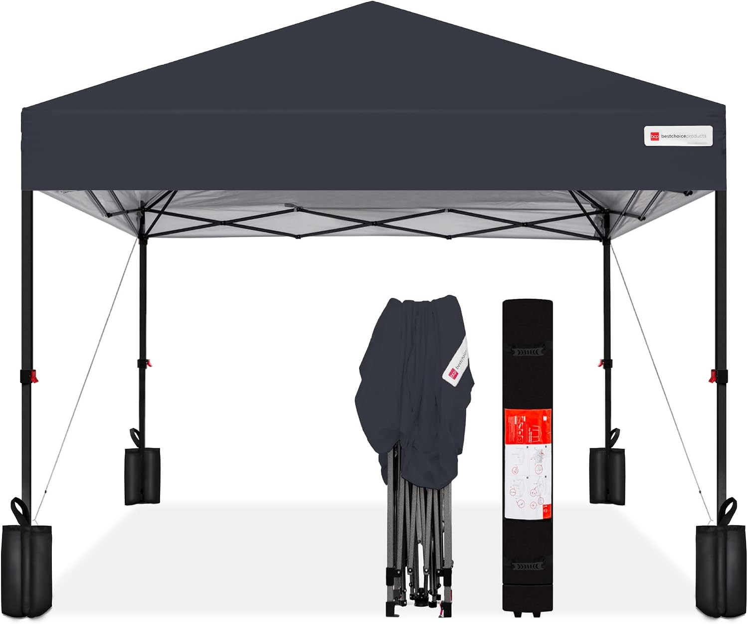 Best Choice Products 10x10ft Pop Up Canopy Tent, Outdoor Shade, 1 Person 1 Minute Set Up, Carry Case, 4 Weight Bags - White