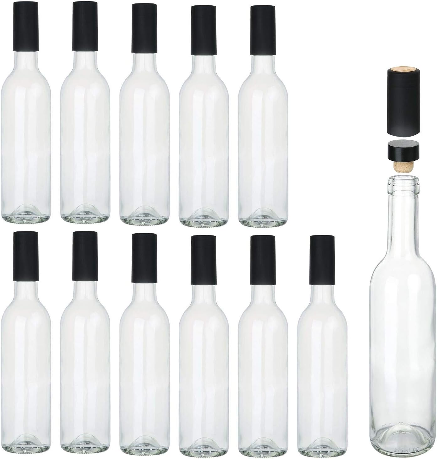 12 Pack 12oz Glass Bottles with Cork Lids