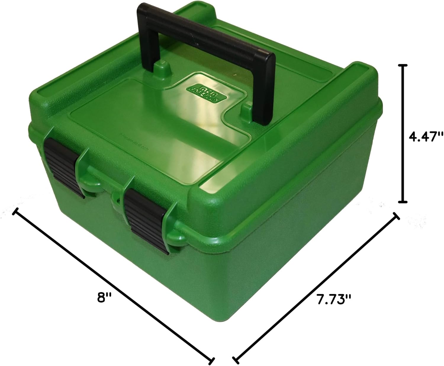 R-100-MAG - Deluxe Ammo Box 100 Round Handle WSM WSSM Ultra Mag, Green, 7.73 x 8 x 4.47"