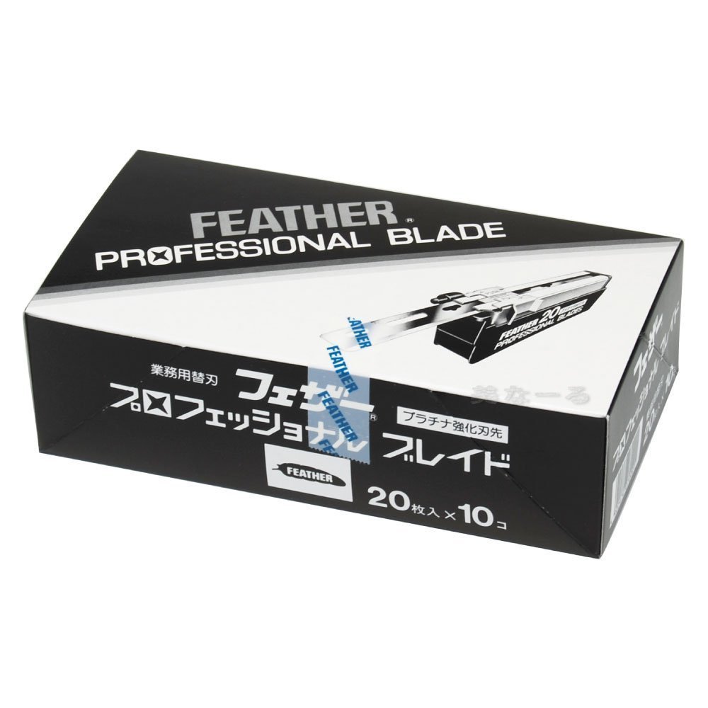 Feather Artist Club Professional Razor Blades - Single Straight Edge Replacement Blades for Full-Face Shaving, Beard Edging & Line-Ups - For Barbers & Men's Grooming - Made in Japan (20 Count)