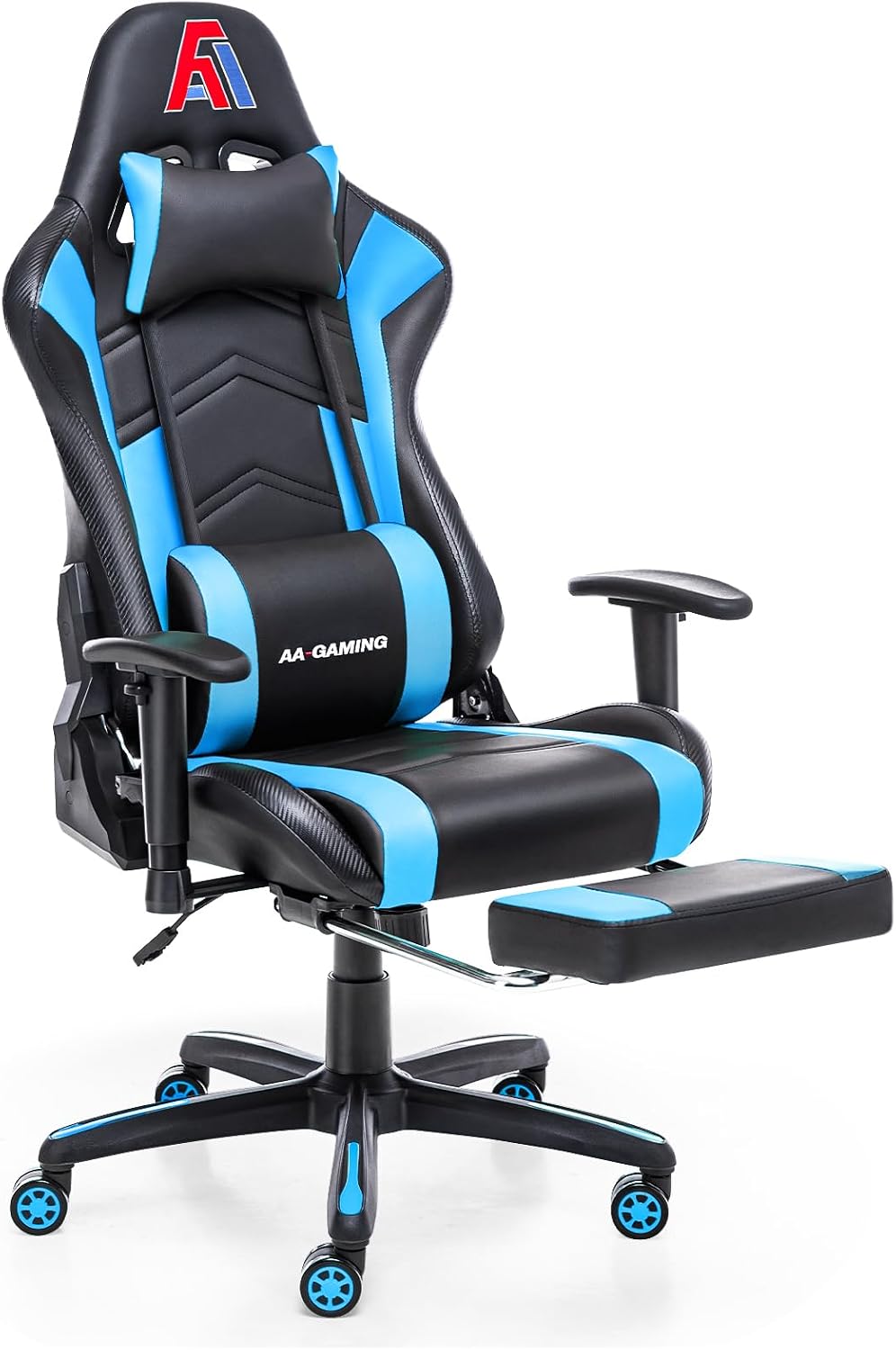 AA Products Gaming Chair Ergonomic High Back Computer Racing Chair Adjustable Office Chair with Footrest, Lumbar Support Swivel Chair - Black