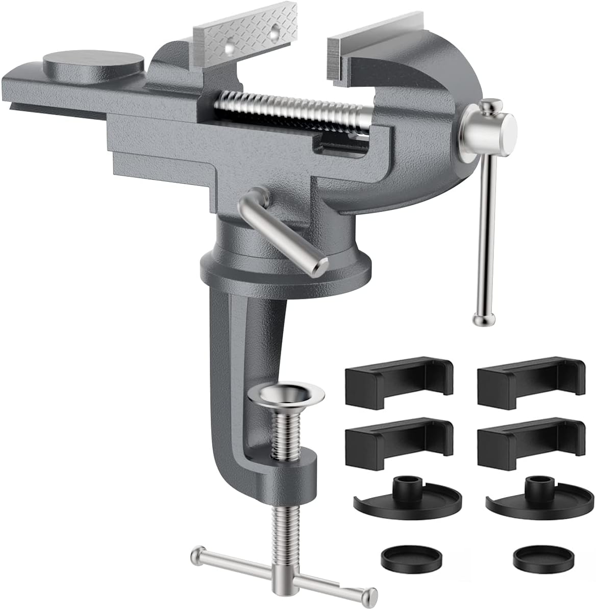 Housolution Universal Table Vise 3 Inch, 360°Swivel Base Bench Clamp