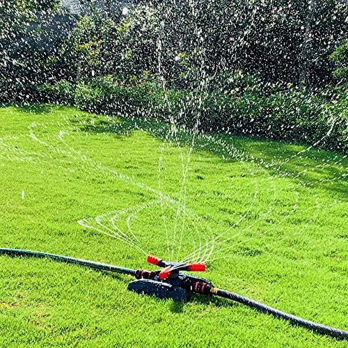 Eden 94120 Automatic Rotating Lawn and Garden Sprinkler for Yard, Large Area Coverage W/Quick Connect Starter Set, Weighted Base