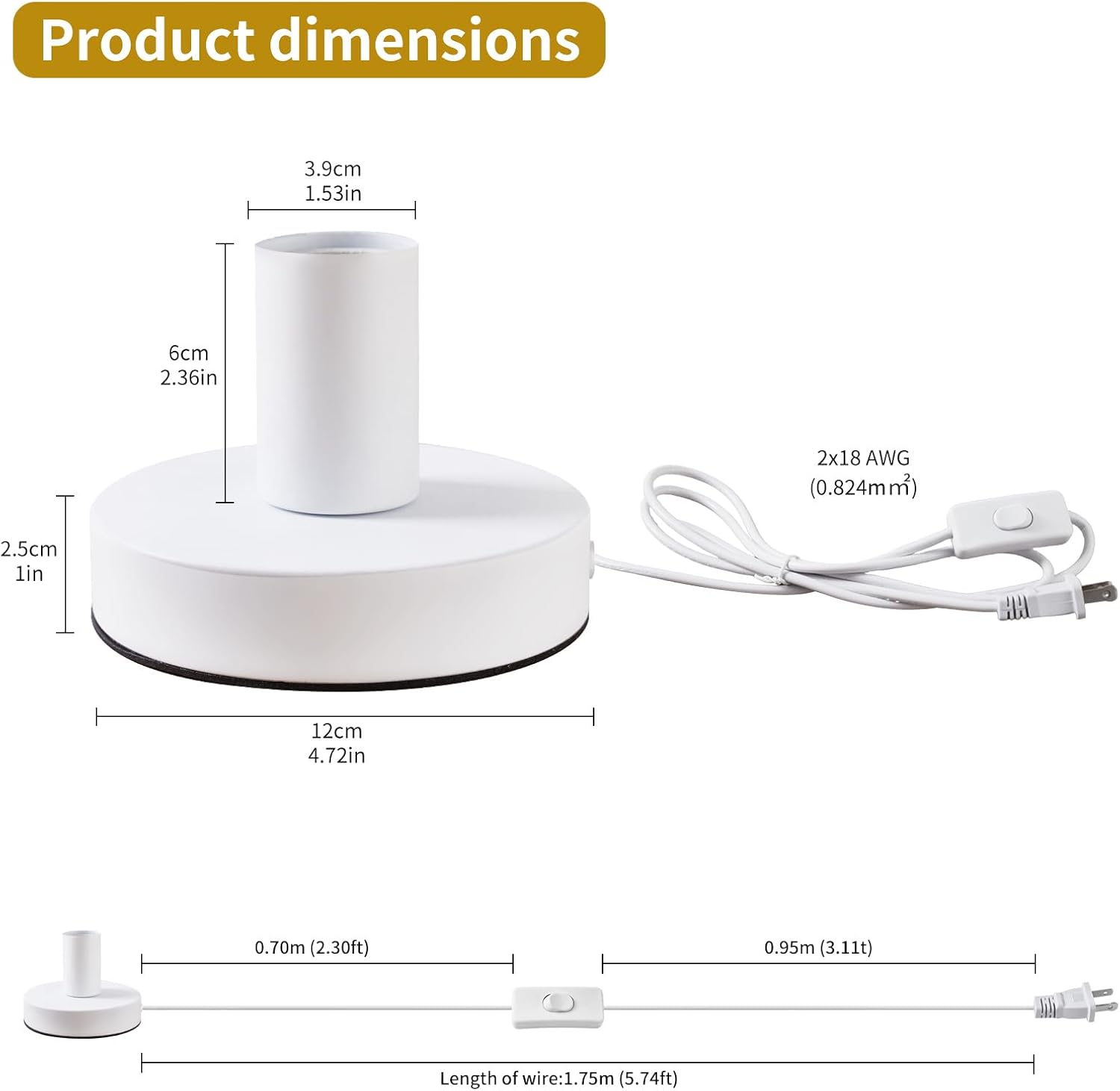 Industrial Table Lamp Base E26/E27 Ceramic Base Holder