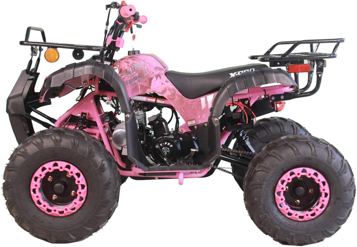 X-PRO 125cc ATV 4 Wheels Quad 125 ATV Quads with LED Lights, Big 19"/18" Tires!（Army Black）