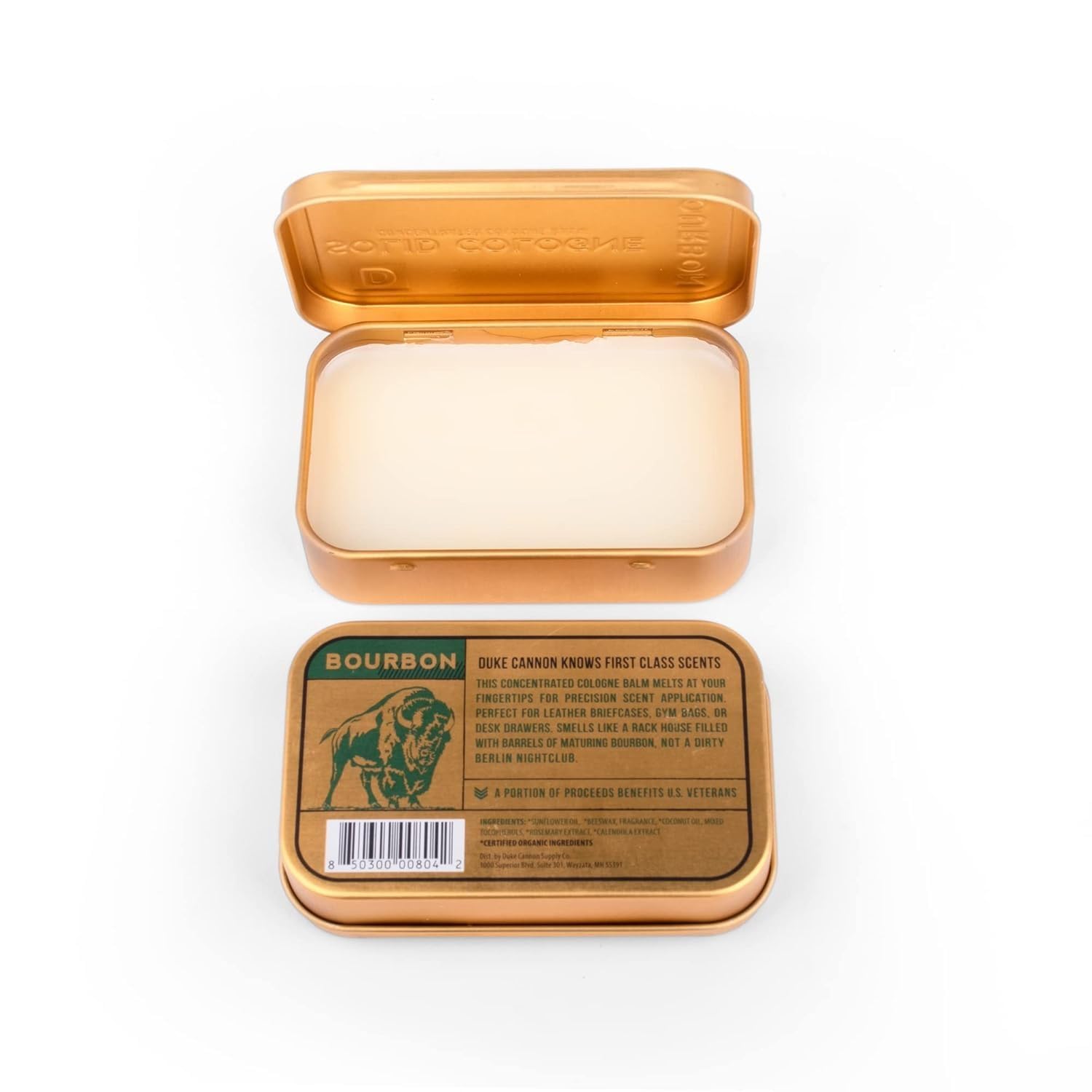 Duke Cannon Solid Cologne for Men, Bourbon Scent, Concentrated Balm, 1.5 oz | Woodsy charred oak barrel aroma inspired by classic bourbon craftsmanship