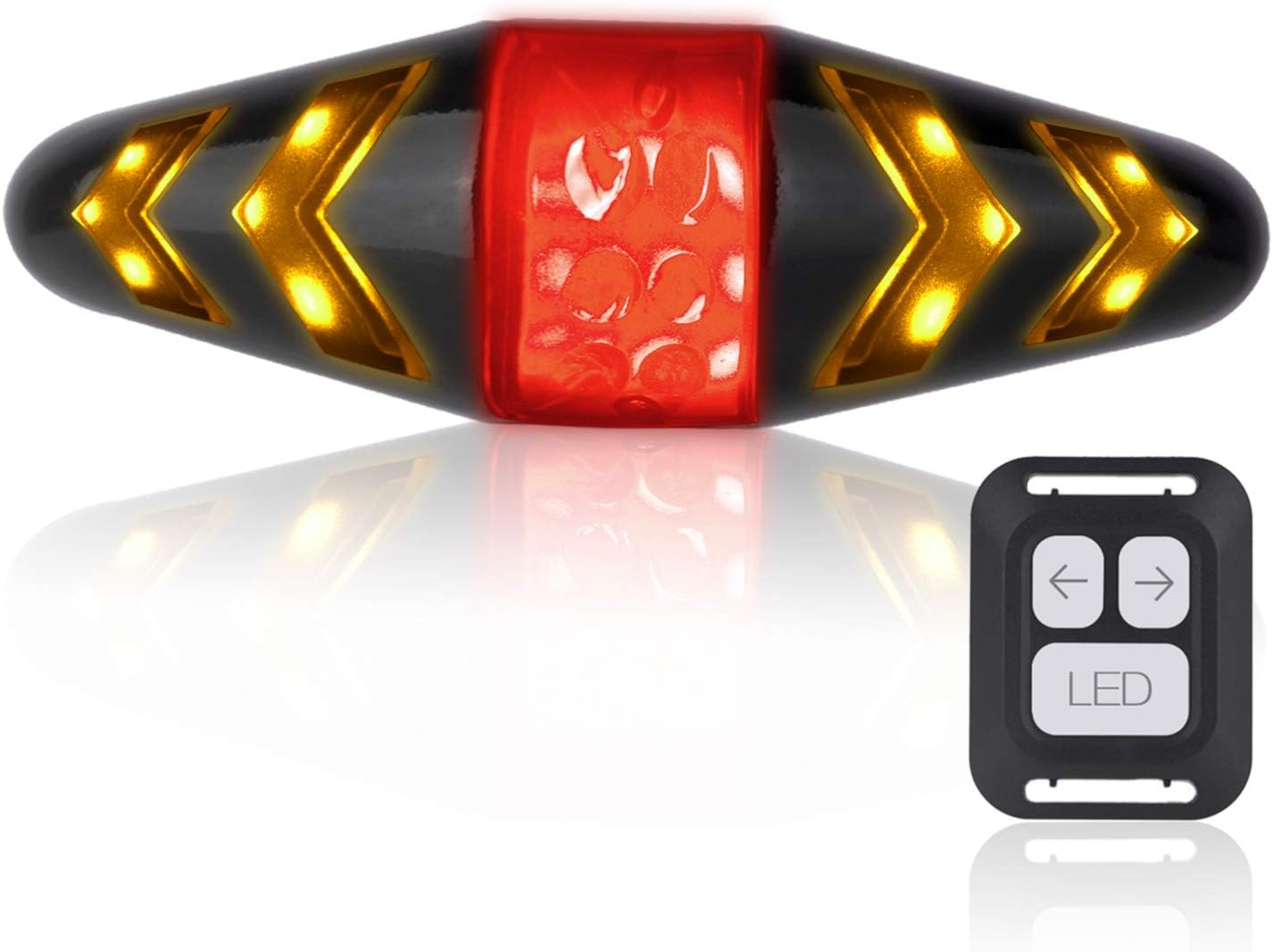 OTYTY Bike Tail Light with Turn Signals - USB Rechargeable, 100LM LED, IPX2 Waterproof, Remote Control
