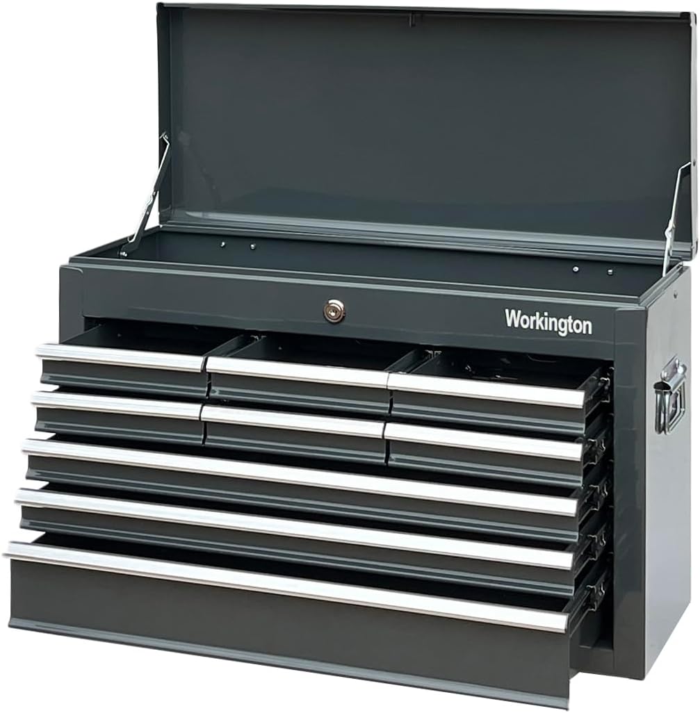 Workington Portable Metal Tool Chest with 9 Drawers, 24" 9-Drawer Tool Chest Cabinet with Ball Bearing Drawer Slides