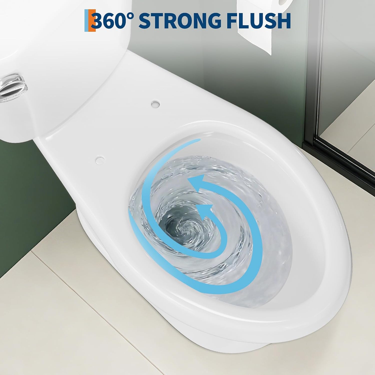 Two-Piece Toilets for Bathrooms, Comfort ADA Toilet with 19" Height, Elongated with Soft Close Seat, Power Flush 1.28 GPF