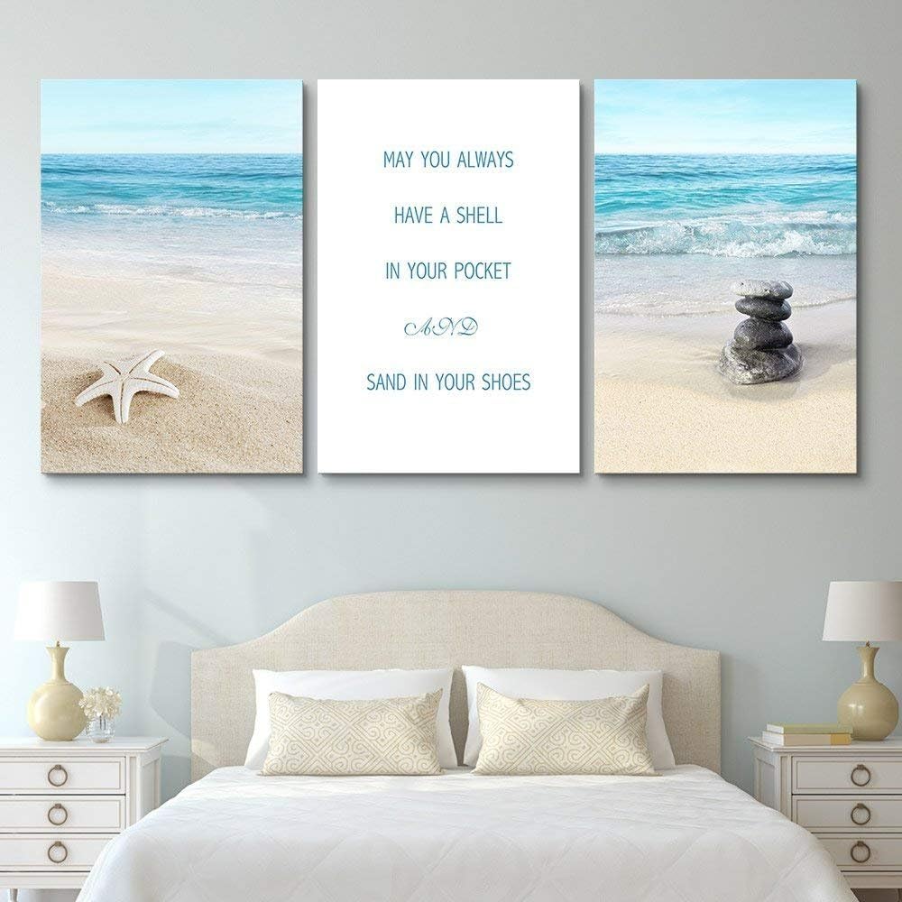 wall26 Canvas Prints Wall Art - Ocean Themed 3 Panel Wall Art with Wave,Anchor and Rudder - 16"x24" x 3 Panels