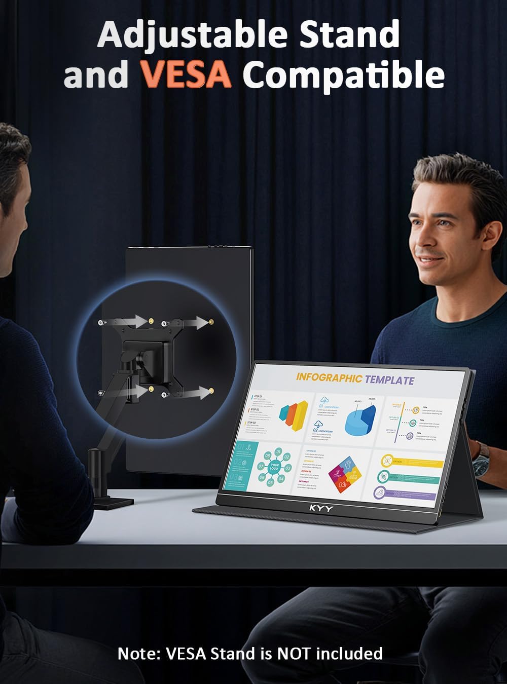KYY Portable Monitor 15.6" 1080P Computer Monitor Screen Extender w/Cover